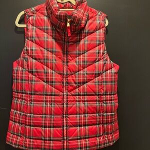 Talbots Red and Plaid NWT Puffer Vest. SZ Large